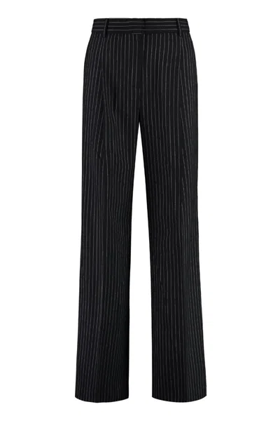 Michael Kors Pinstripe-pattern Palazzo Pants In Black