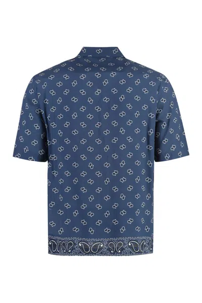 Palm Angels Paisley-print Bowling Shirt In Blue