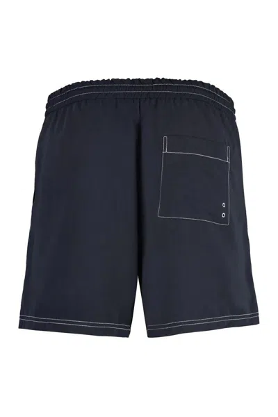Apc A.p.c. Logo Embroidered Drawstring Swim Shorts In Black