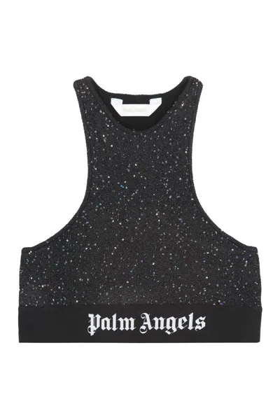 Palm Angels Classic Logo Cropped Lurex Top