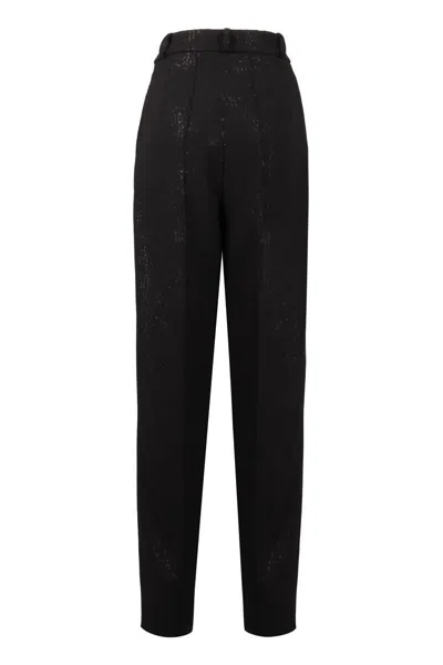 The Mannei Silk Trousers With Belt Loops And Sequin Embellishments In Black