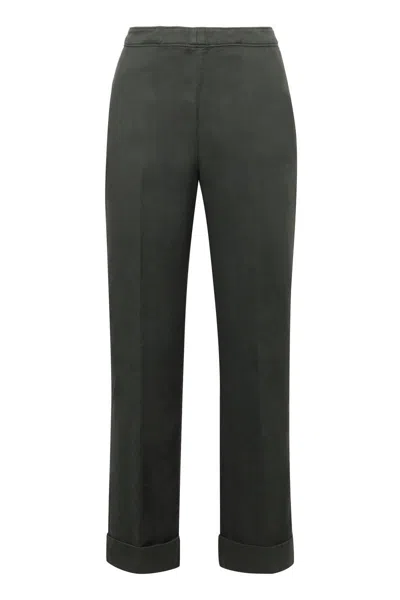 Aspesi Cotton-linen Trousers With Back Welt Pocket In Green