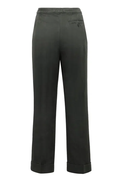 Aspesi Cotton-linen Trousers With Back Welt Pocket In Green