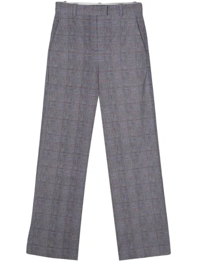 Circolo 1901 Check-pattern Straight-leg Trousers In Gray
