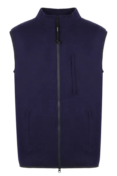 Aspesi Wool Vest Sleeveless High Collar In Purple