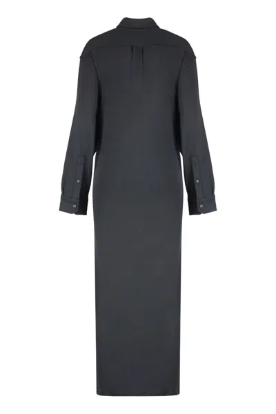 Y/project Y Project Woman Charcoal Stretch Viscose Blend Shirt Dress In Black