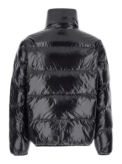Dsquared2 Black Down Jacket With Logo Patch On The Front In Tech Fabric Man In Black