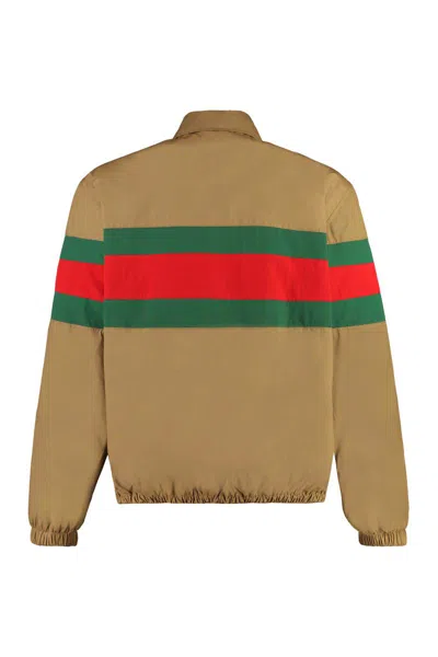 Gucci Web-stripe Shirt Jacket In Brown