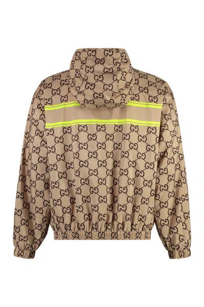 Gucci Hooded Nylon Jacket In Neutral