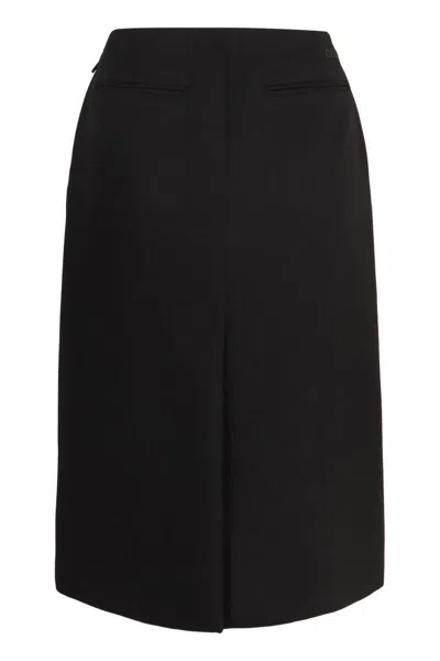Gucci Wool Crepe Skirt In Black