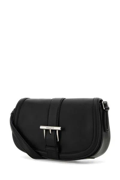 Alexander Mcqueen Black Leather Mini Satchel Crossbody Bag