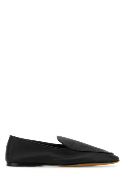 The Row Awar Leather Loafers Flat Sole In Black