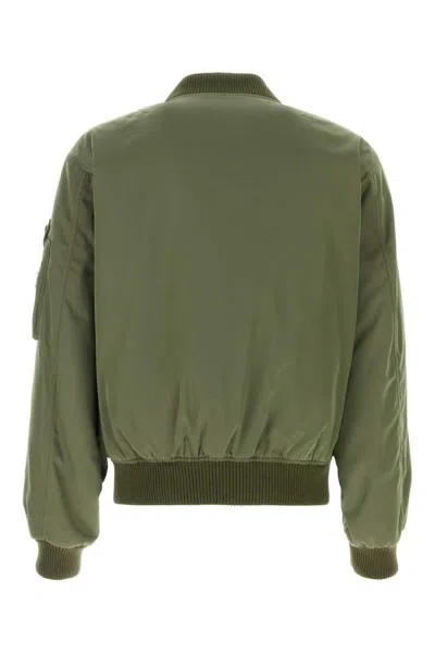 Prada Triangle-logo Bomber Jacket In Green