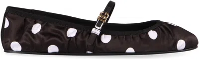 Dolce & Gabbana Odette Polka-dot Satin Ballet Flats In Animal Print