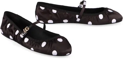 Dolce & Gabbana Odette Polka-dot Satin Ballet Flats In Animal Print