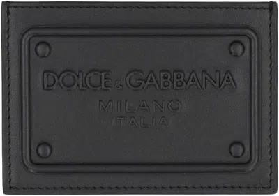 Dolce & Gabbana Logo Detail Leather Card Holder In Black