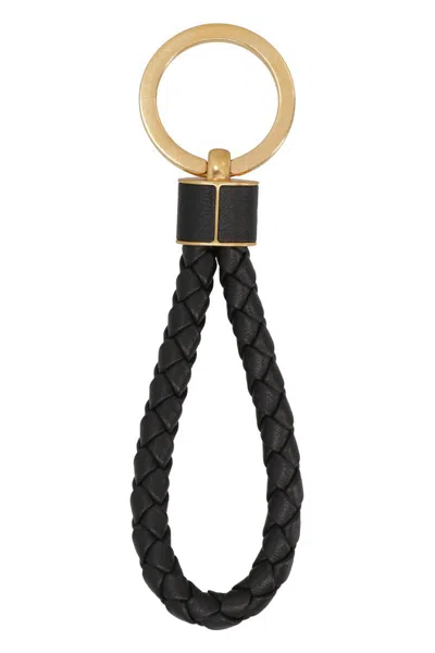 Bottega Veneta Leather Keyring In Black