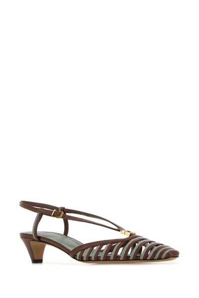 Fendi Women's Two-tone Leather Ffold Pumps | Size It 40 | 8j8703au29 Color F1stm In Brown