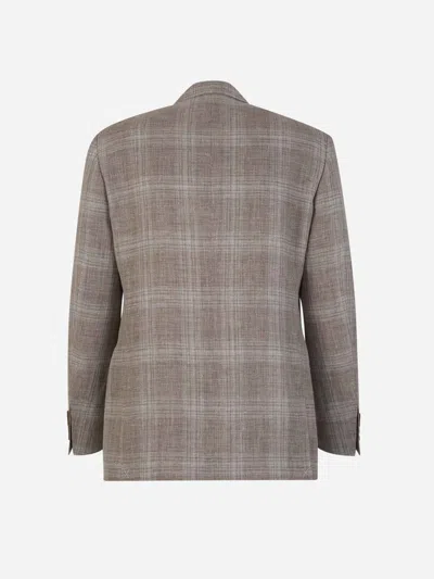 Canali Long-sleeved Plaid Blazer