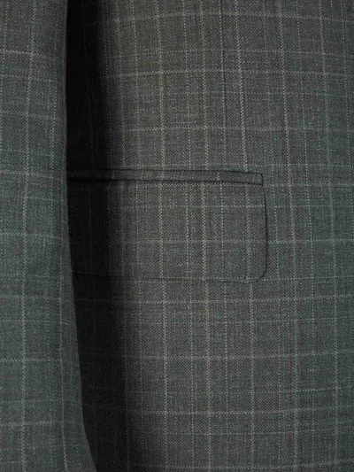 Canali Checked Motif Blazer In Gray