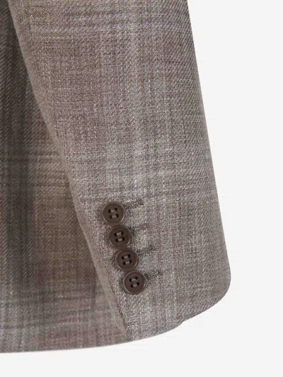 Canali Long-sleeved Plaid Blazer