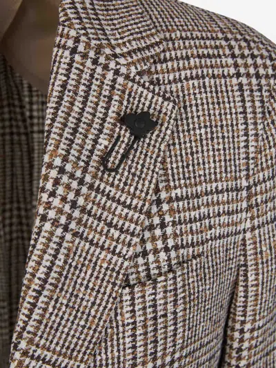 Lardini Brooch-detail Single-breasted Blazer In Brown