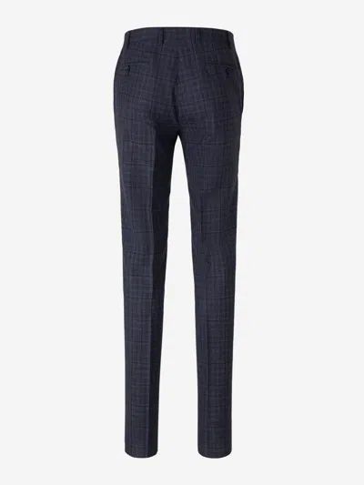 Canali Check Motif Suit In Blue