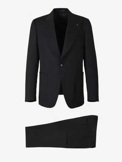 Lardini Wool Single-breasted Suit In Black
