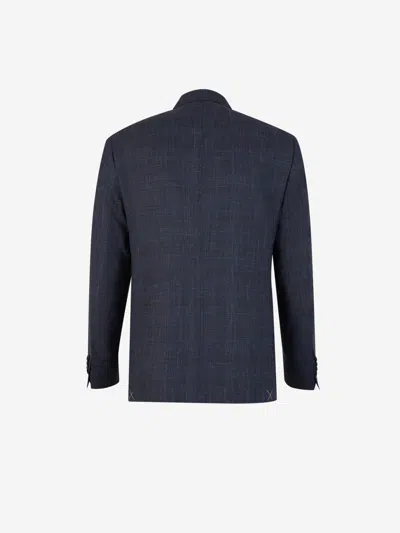Canali Checked Single-breasted Suit In Blue