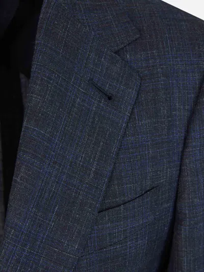 Canali Checked Single-breasted Suit In Blue
