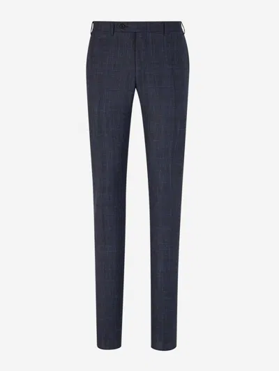 Canali Checked Single-breasted Suit In Blue