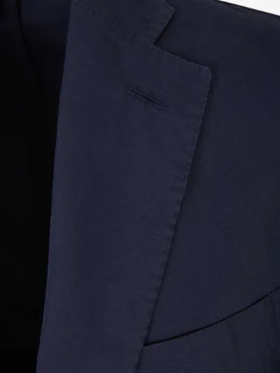 Incotex Plain Linen Suit In Blue