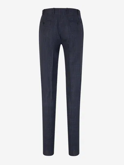 Canali Checked Single-breasted Suit In Blue