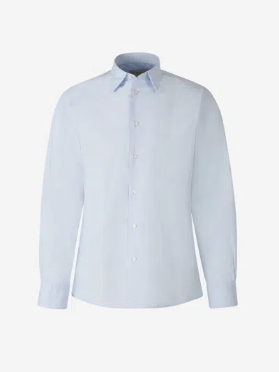 Officine Generale Plain Cotton Shirt In Blue