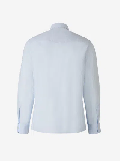 Officine Generale Plain Cotton Shirt In Blue