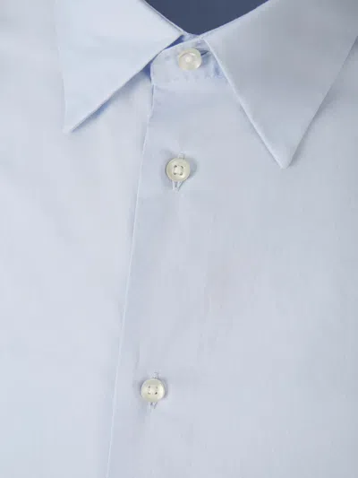 Officine Generale Plain Cotton Shirt In Blue