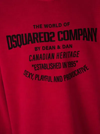 Dsquared2 Logo-print Cotton Sweatshirt In Red