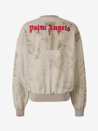 Palm Angels Pencil Cotton Sweatshirt In Neutral