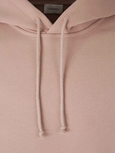 Saint Laurent Oversized Hoodie With Kangaroo Pocket And Ribbed Finish In Brown