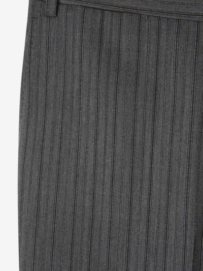 Canali Striped Wool Pants In Gray
