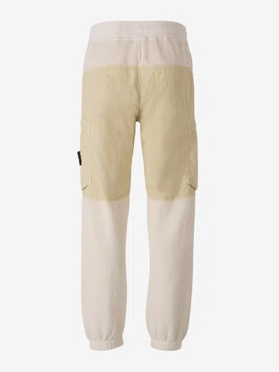 Stone Island Logo Plush Joggers In Neutral