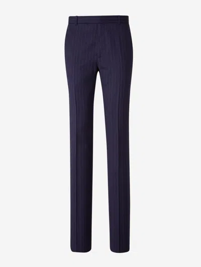 Givenchy Striped Wool Pants In Blue