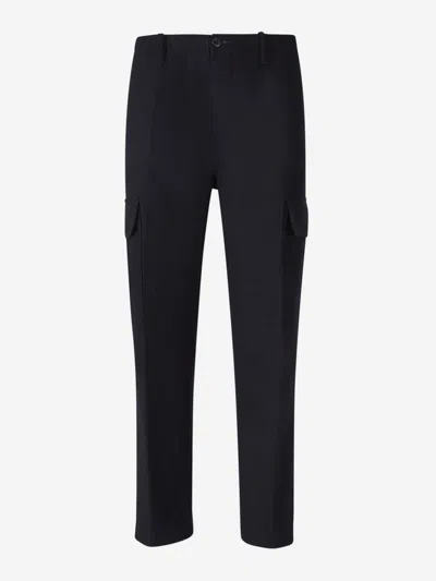 Incotex Cargo Flannel Trousers In Black