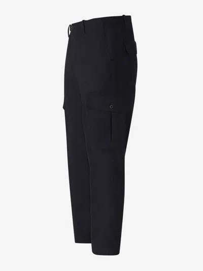 Incotex Cargo Flannel Trousers In Black