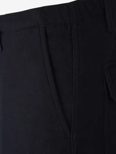 Incotex Cargo Flannel Trousers In Black