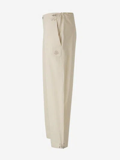 Moncler Canvas Logo Trousers In Neutral