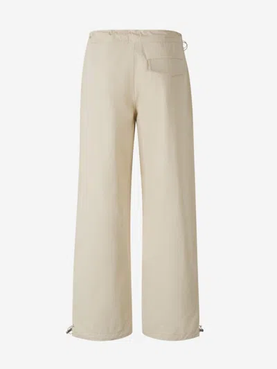 Moncler Canvas Logo Trousers In Neutral