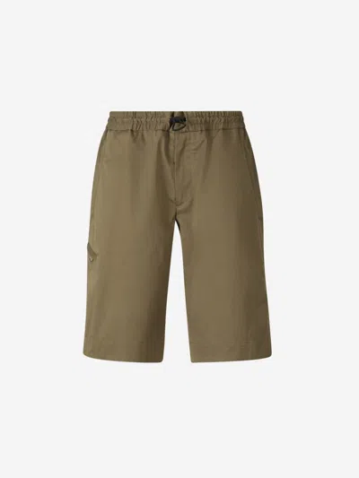 Moncler Side Slit Bermuda Shorts In Green