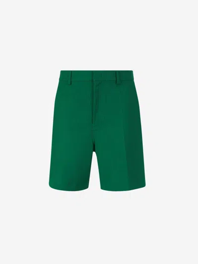 Valentino "canvas Bermuda Shorts With V Detail" In Green