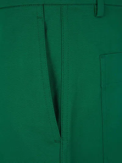 Valentino "canvas Bermuda Shorts With V Detail" In Green